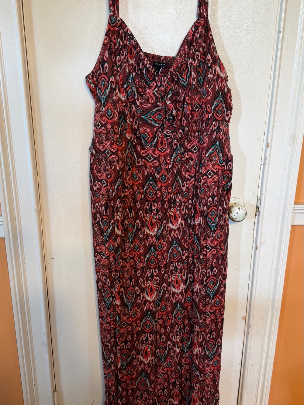 torrid Red Printed Maxi Dress with Teal Accents